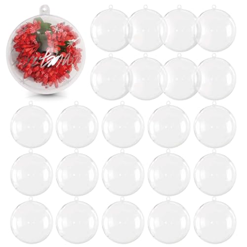 24 Clear Plastic Fillable Christmas Ornaments 3.15 Inch for DIY Crafts & Decorations