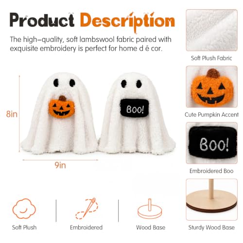 Halloween Ghost Table Decorations - 2pcs Draped Plush Spooky Decor for Indoor Display