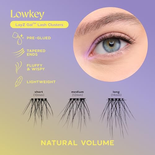 V by Velour LayZ Gal Lash Clusters - Lowkey Natural Volume, Pre-Glued, Reusable, 30 Pieces