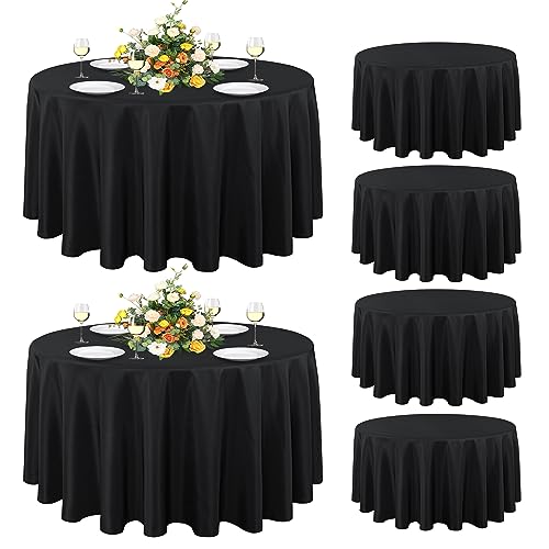 Black 90-Inch Round Tablecloth 6 Pack for 30-72 Inch Tables - Sancua