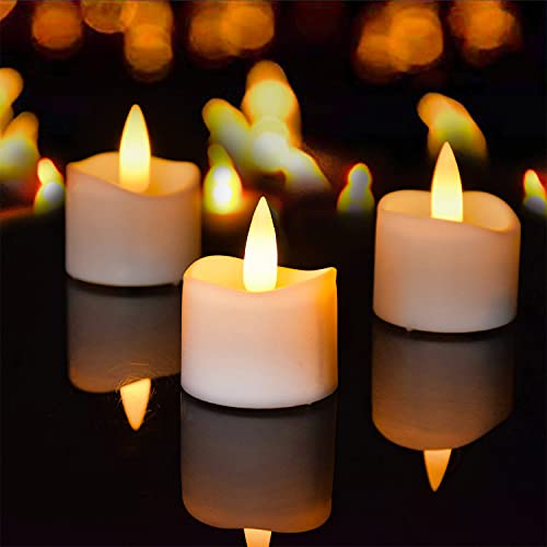 Battery Operated Flameless LED Tea Lights with Timer - 12 Pack