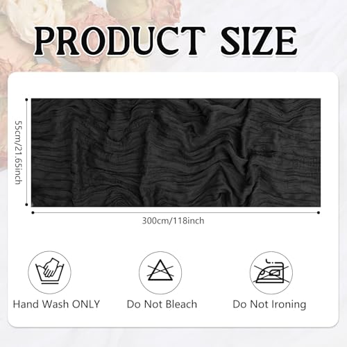 Black Cheesecloth Table Runner 20x120 Inch 12 Pack - Rustic Boho Wedding Decor