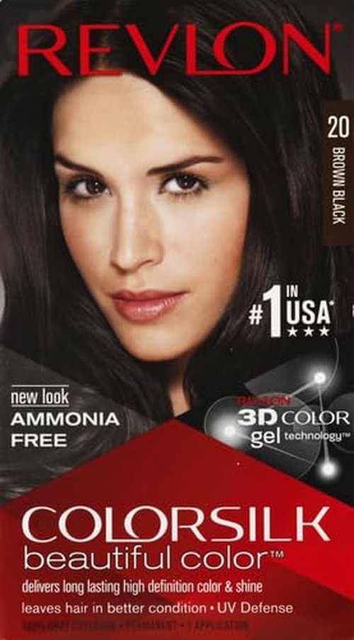 Revlon Colorsilk Permanent Hair Color - 100% Gray Coverage, Ammonia-Free, 20 Brown/Black, 4.4 Oz