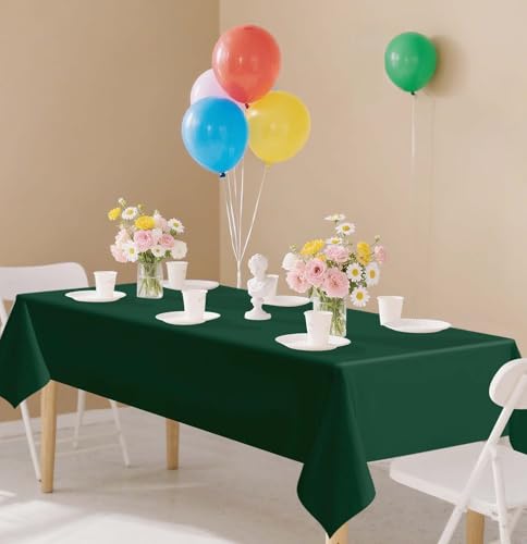Green Disposable Rectangle Tablecloth 54 x 108 Inches - 2 Pack for Parties