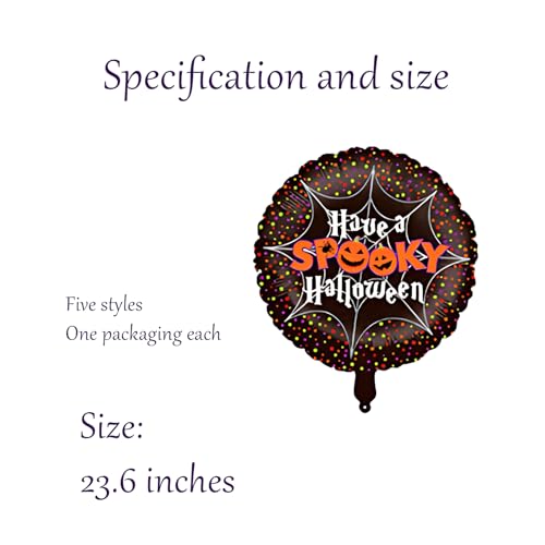 Halloween Foil Balloons Set - Round Spooky Ghost Cemetery Spider 18in for Party Decoration - Variation: Round Balloons