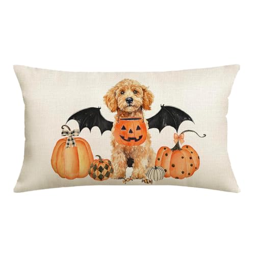 Halloween Pillow Covers 12x20 Inch Dog Pillow Cover - Golden Doodle Halloween Sofa Bed Decor
