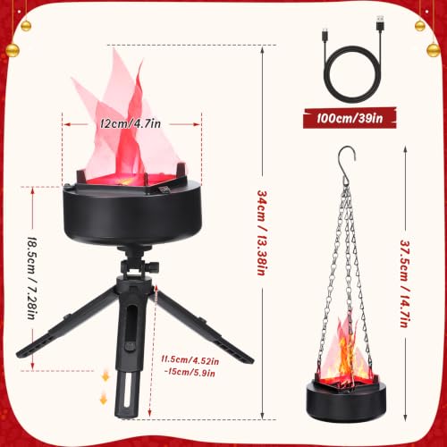 13in Triangle Flame Fake Fire Light USB Rechargeable Campfire Decor