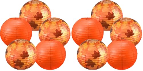 Fall Paper Lanterns Maple Leaf Orange Party Decorations - Pack of 2 - CA2636