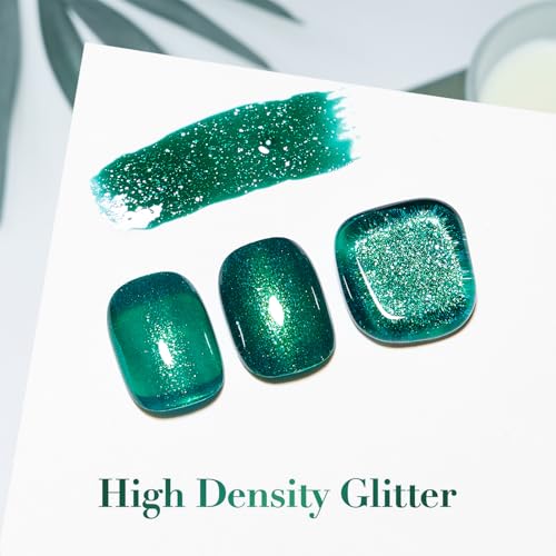 Dark Green Glitter Nail Polish - Quick Dry, Shimmer Finish, 12ml