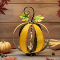 Outdoor Metal Pumpkin Decor - Fall Garden Decor, 9.3 Inch, Orange, Medium - Distressed Finish
