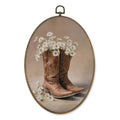 Western Cowgirl Oval Wall Art Decor with Cowgirl Boot Variation