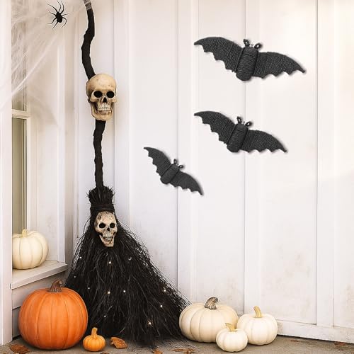 Bat Wall Hanging Decor - 3D Woven Rattan Halloween Creatures, 9.06/7.48/5.91 Inch, Rustic and Handcrafted, Variation of THIS listing