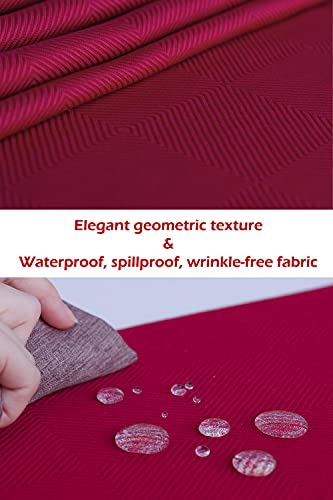 Cranberry Red 14x144 Inch Waterproof Geometric Table Runner for Dining & Nightstands - Burgundy
