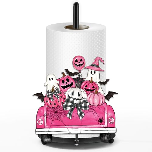 Pink Halloween Paper Towel Holder Pumpkin Ghost Truck Decor - Kitchen Countertop Accessory