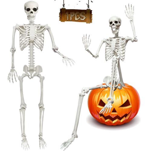5.9FT Poseable Life Size Skeleton for Halloween Garden Party Decoration - 1 PCS