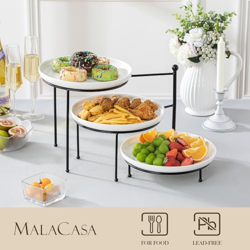White 10-Inch 3-Tier Rotating Serving Tray - Dessert & Appetizer Stand