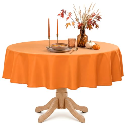 Romanstile 60-Inch Round Orange Tablecloth - Polyester, Spill-Resistant