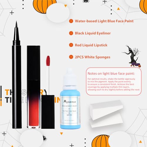 Halloween Makeup Kit for Corpse Bride Costume Women Girls - Light Blue & Accessories - Variation C