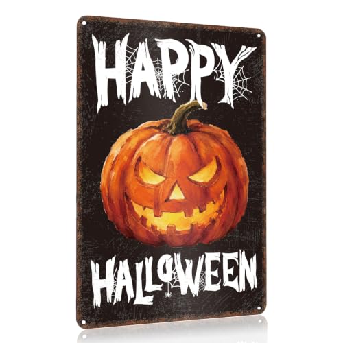 Halloween Tin Sign Decorations Indoor Outdoor - Spooky Retro Halloween 01