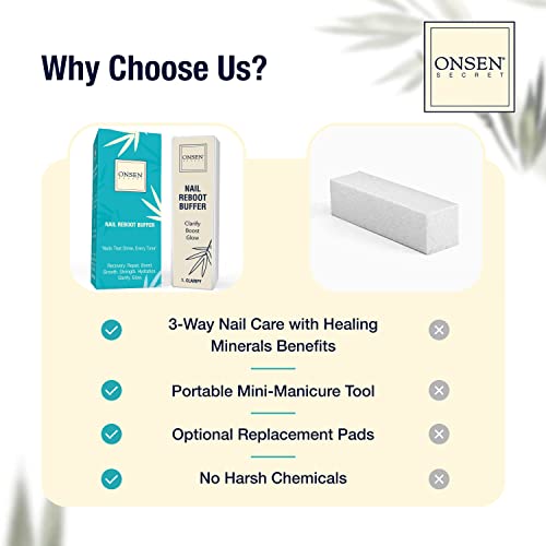 Onsen Secret Professional Nail Buffer Block 1 Pack - 4-Way Buffing & Shine Pads