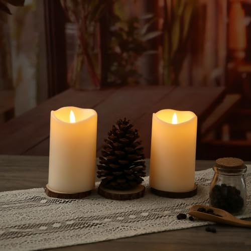 2 Pack Flameless LED Pillar Candles with Timer - 3x5 Inches
