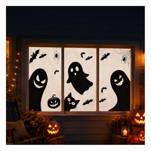 Halloween Window Decorations Set - Spooky Cute Ghosts for Indoor Outdoor Display