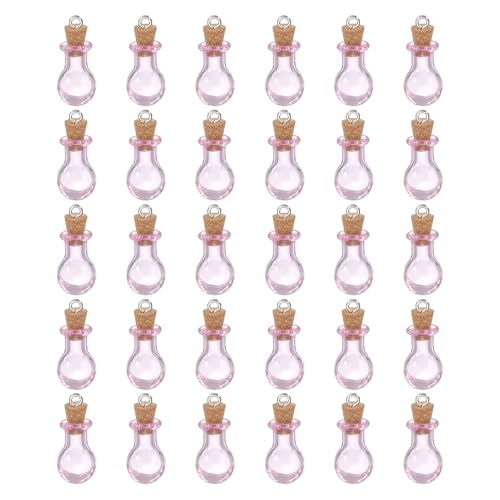 Mini Glass Bottles Jars with Cork Stoppers - Pink, 30 Pcs, DIY Crafts & Decor