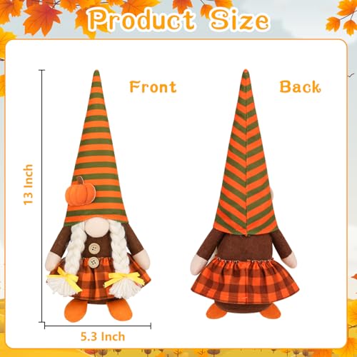 Fall Gnome Decorations Set - Plush Felt Autumn Table Decor with Maple Leaves & Pumpkins