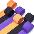 Halloween Crepe Paper Streamers - Black Orange Purple Party Decorations - 6 Rolls