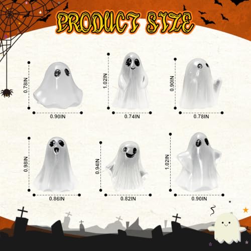 Ghost Car Dashboard Decorations - White Ghost Goth Car Accessories Set of 6