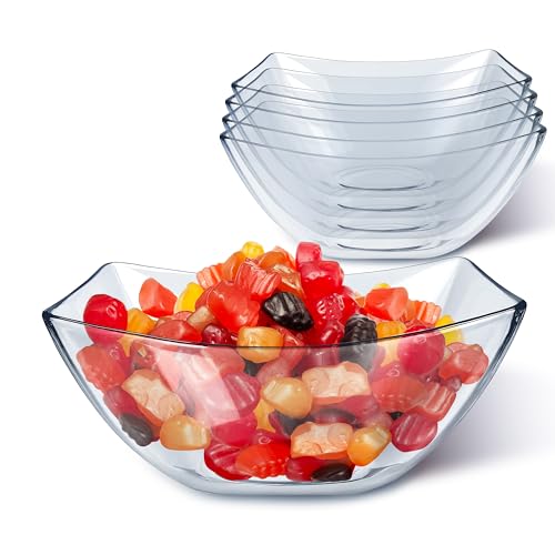 4 Pack 16oz Clear Plastic Square Serving Bowls - Disposable Snack & Salad Dishes