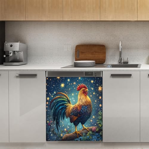 Dishwasher Magnet Cover Rooster Animal Star A 08 - Reusable Magnetic Door Panel