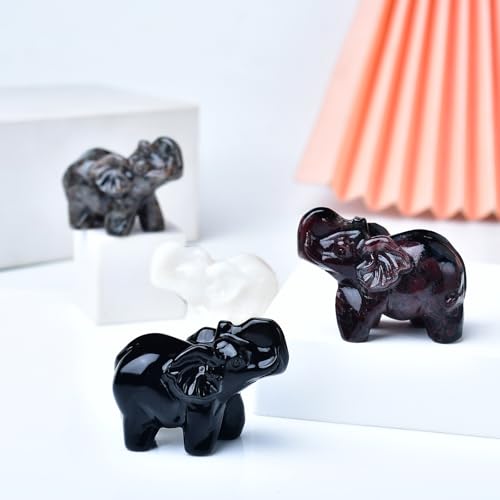 Garnet Crystal Elephant Statue - Healing Gemstone Figurine for Meditation & Decor - 2 Inch - Lucky Guardian Gift