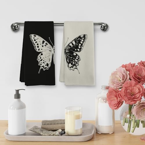 Boho Butterfly Kitchen & Bathroom Towels Set - 2 Pack, 16x24 Inches