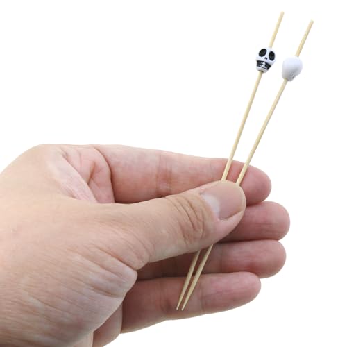Skull Cocktail Picks 100-Pack - Food & Drink Garnishes for Parties