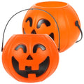 Halloween Pumpkin Candy Buckets Set of 2 - 6.69-Inch Plastic Trick-or-Treat Pails