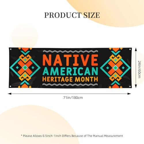 Brass Indigenous Pride Banner Flag for Native American Heritage Month 24x71in