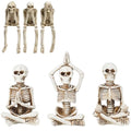 Halloween Skeleton Figurines Set - No Evil Yoga Skeleton Decor - Spooky Home Decor
