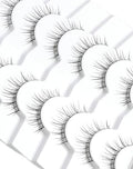 Natural Look False Eyelashes S12 - Wispy C Curl, Thin Band, Reusable 7 Pairs - Natural Girl Variation