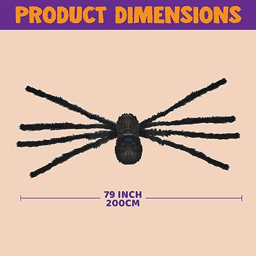 Giant 6.5ft Halloween Spider Decoration with LED Eyes - Outdoor & Indoor Horror Prop