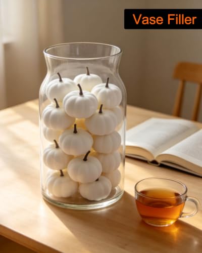 1.5 Inch White Foam Pumpkins - 36 Pack Artificial Fall Decor for Crafts & Centerpieces