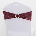 Burgundy 25 PCS Stretch Sequin Chair Sashes for Wedding & Events - Spandex Bands
