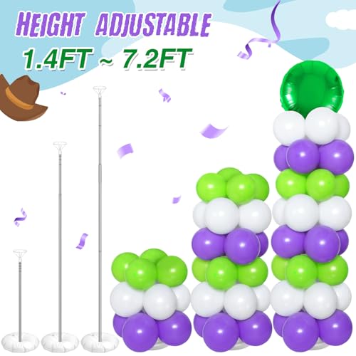 Light Inspired Year Balloon Column Stand Kit - Green, Purple & White Birthday Decor