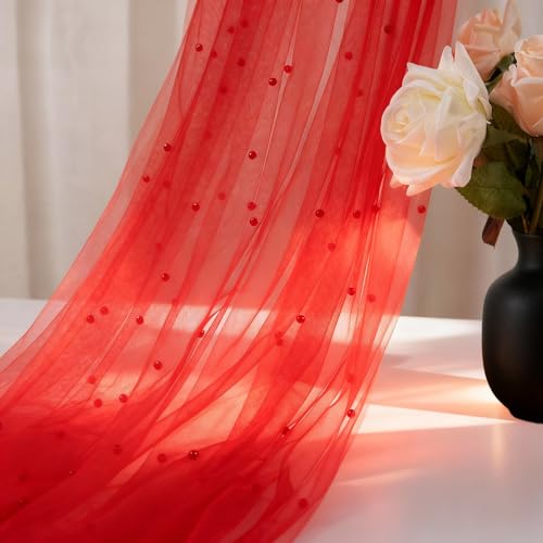 Red Pearl Table Runner 29.5 x 120 Inch - 1 PC Elegant Wedding Decor
