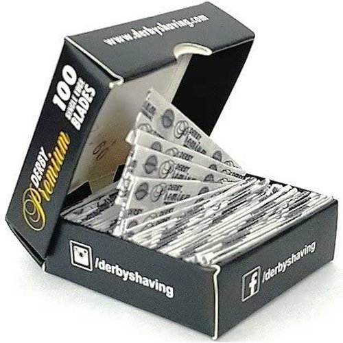 The Shave Factory Straight Edge Razor Kit - with Single Stainless Steel razors for men from (Black, Derby Premium Single Edge)