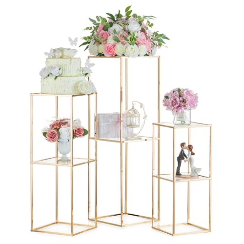 NUPTIO Gold Flower Stand Centerpieces, 23.6"/31.5"/39.4", 2-Layer,