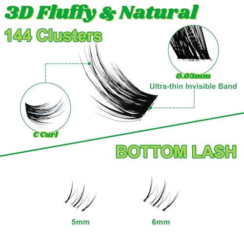 Fowendia Fairy Fox-Kit Cat Eye Lash Clusters Set, 8-18mm D Curl with Tools