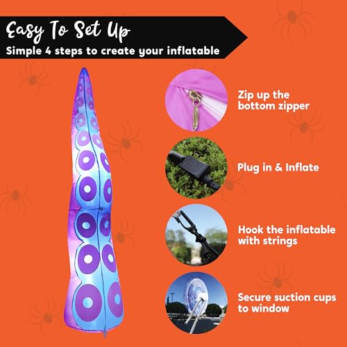 Halloween Inflatable Octopus Tentacle Decor with LEDs - Outdoor Yard & Garden