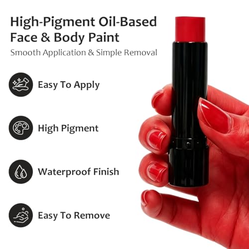 Red Face & Body Paint Sticks - 3-Pack for Halloween Cosplay & Sports