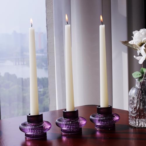 Purple Taper Candle Holders Set of 6 - Halloween Thanksgiving Party Decor Variation of Purple / 6